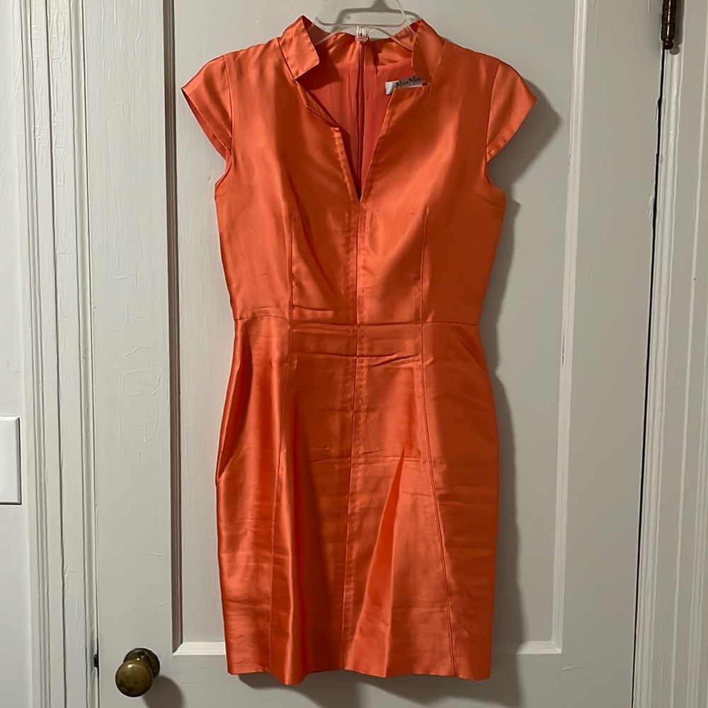 Max Mara Satin Dress Orange 2
